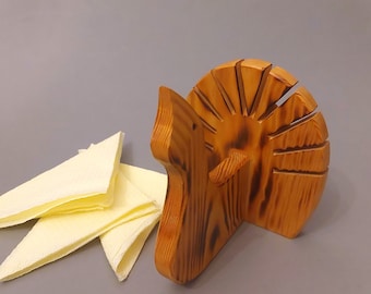 Swedish Wooden Peacock Napkin Holder, Solgärd & Vaino Lidström, Scandinavian Decor