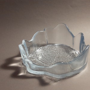 Bengt Edenfalk Sweden Ice Glass Bowl; Vintage Woodstock Art Glass; Skuf Art Glass&#39;&#39;Tree&#39;&#39; Bowl; Decorative Ice Blue Glass Tray Dia 5&#39;&#39;(13cm)