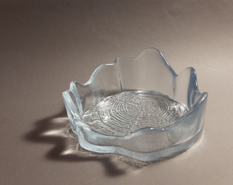 Vintage Bengt Edenfalk Ice Glass Bowl, Skuf 'Tree' Art Glass, 5''