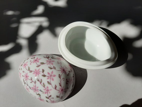 ヴィンテージ ベリフ磁器製卵型小物入れ：花柄陶器装飾 - Etsy 日本