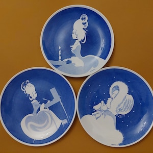 Vintage Gustavsberg Porcelain Plate: Einar Nerman Silhouette, 1976 Limited Edition