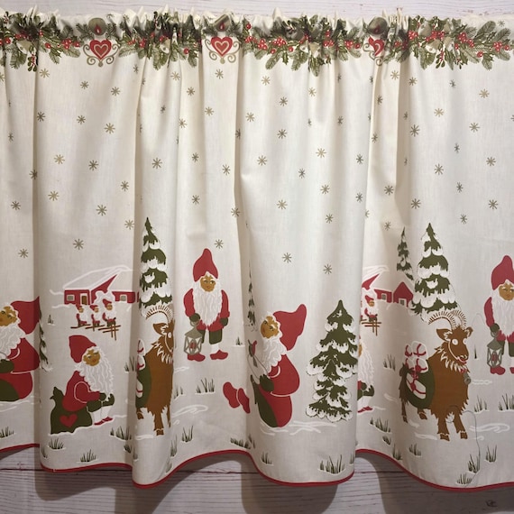 スウェーデン　クリスマス飾り　ハンドメイド　ヴィンテージ ヴィンテージ スウェーデン製 クリスマス カーテン バランス：ノームと