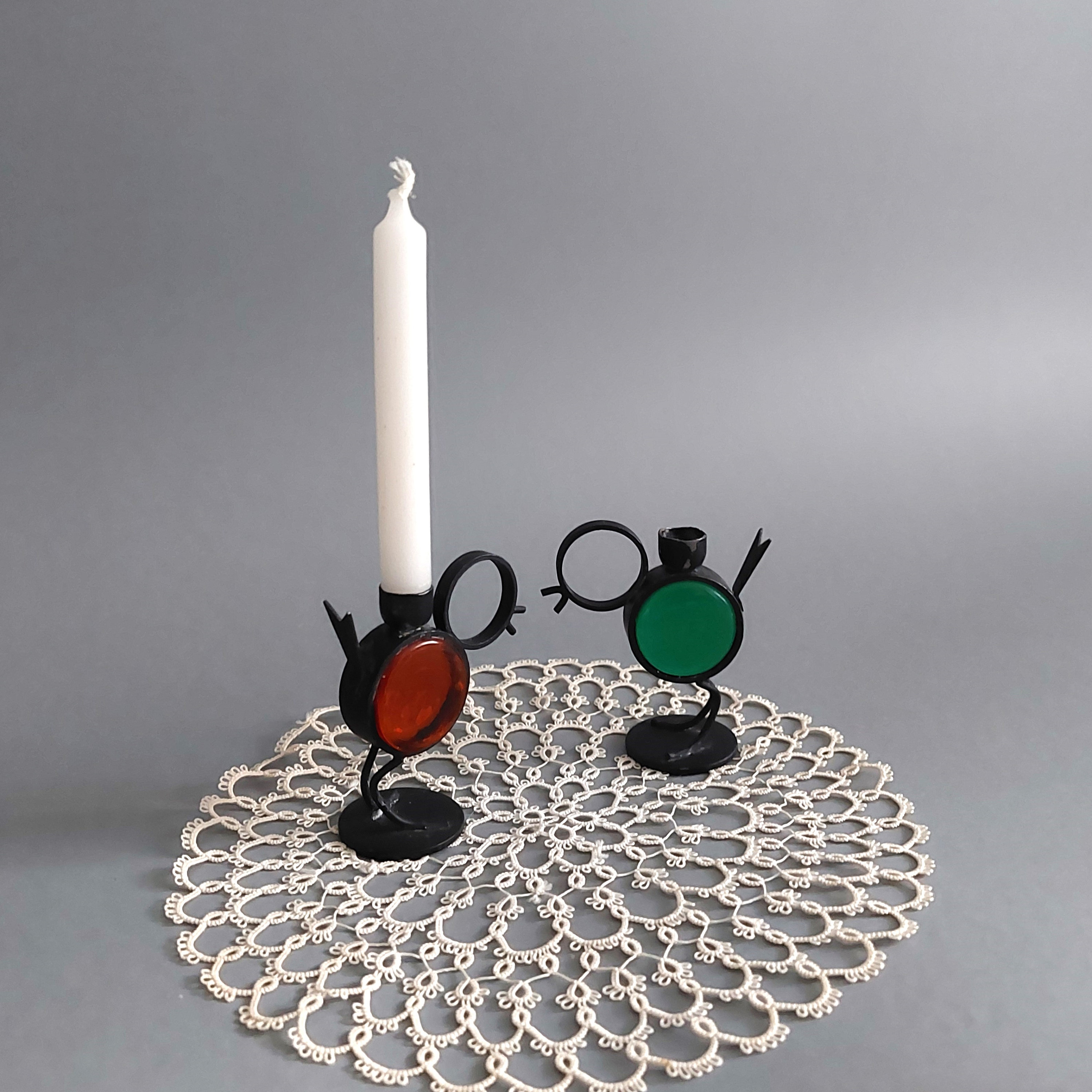 Vintage Gunnar Ander Ystad Metall Bird Candle Holders, Swedish