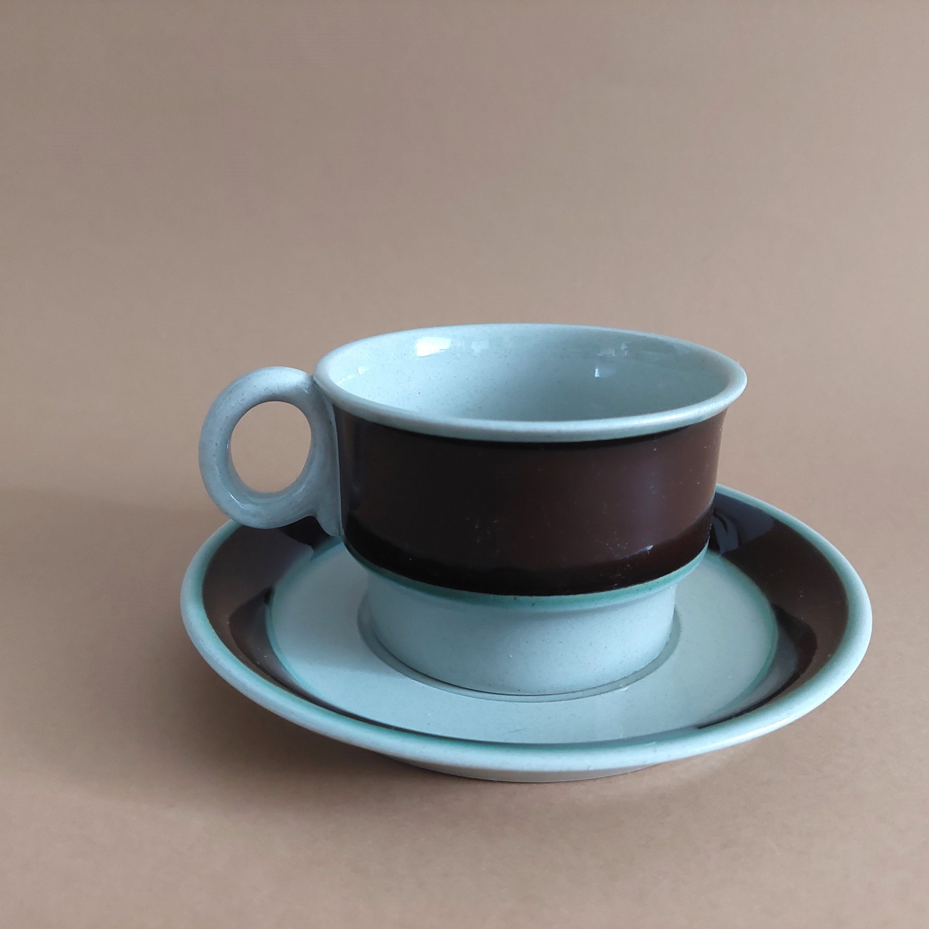 Höganäs Keramik Agat Stoneware Cup With Saucer; Sweden Vintage Höganäs Keramik Agat Stoneware Cup With Saucer; Sweden Vintage