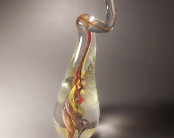 Hand Blown Art Glass Sculpture: Swedish Vintage Table Decor (10.25'' H)