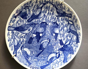 Vintage Gustavsberg Christmas Wall Plate: 1972 Bird Design, Swedish Decor