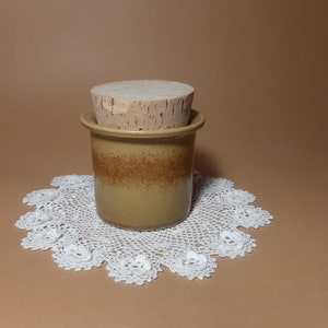 Gustavsberg Pharmacy Mustard Jar with Cork Lid; Vintage Sweden Stoneware Ceramic Mustard Jar by Stig Lindberg; Kitchen Storage Jar