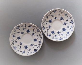 Vintage Churchill Saucers, Set of 2, Finland Blue Floral Pattern, England Ironstone