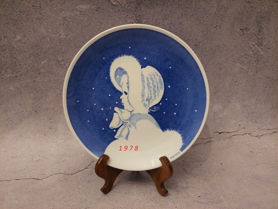 Vintage Gustavsberg Annual Porcelain Plates by Einar Nerman White 