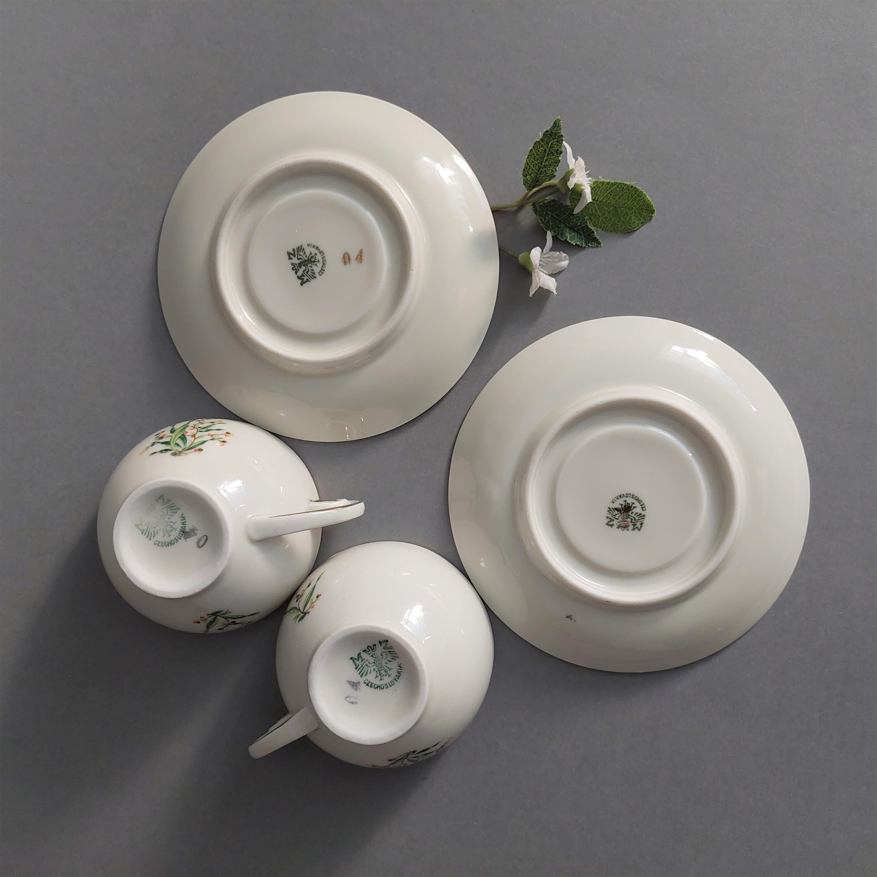 Vintage MZ Czechoslovakia Porcelain Coffee Cup & Saucer Set