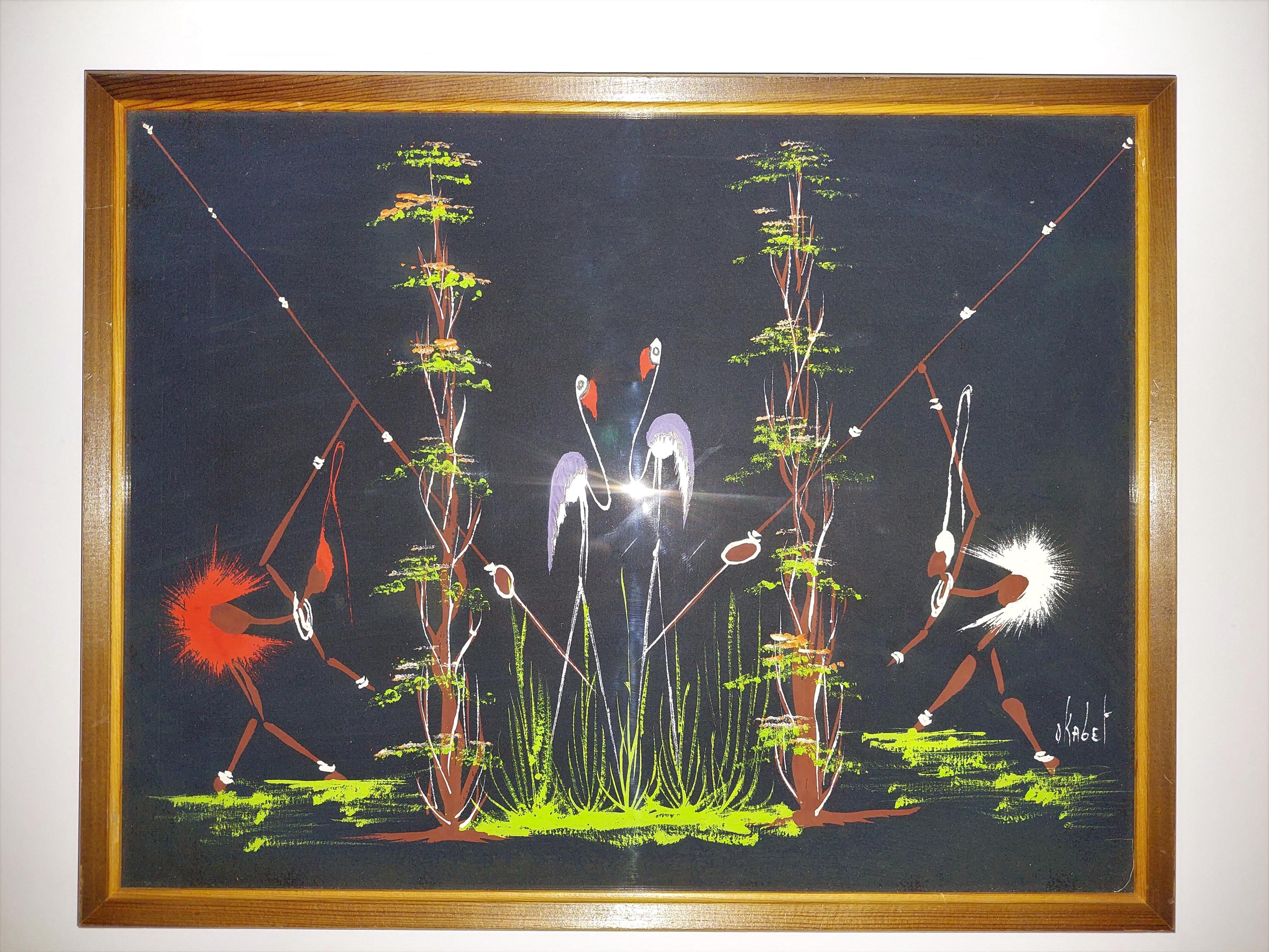 アート・オブ・アクサン ~ アクサンの芸術 ACCENT (55CD Box) Vintage African Gouache Painting, Bushmen Art in Wooden Frame