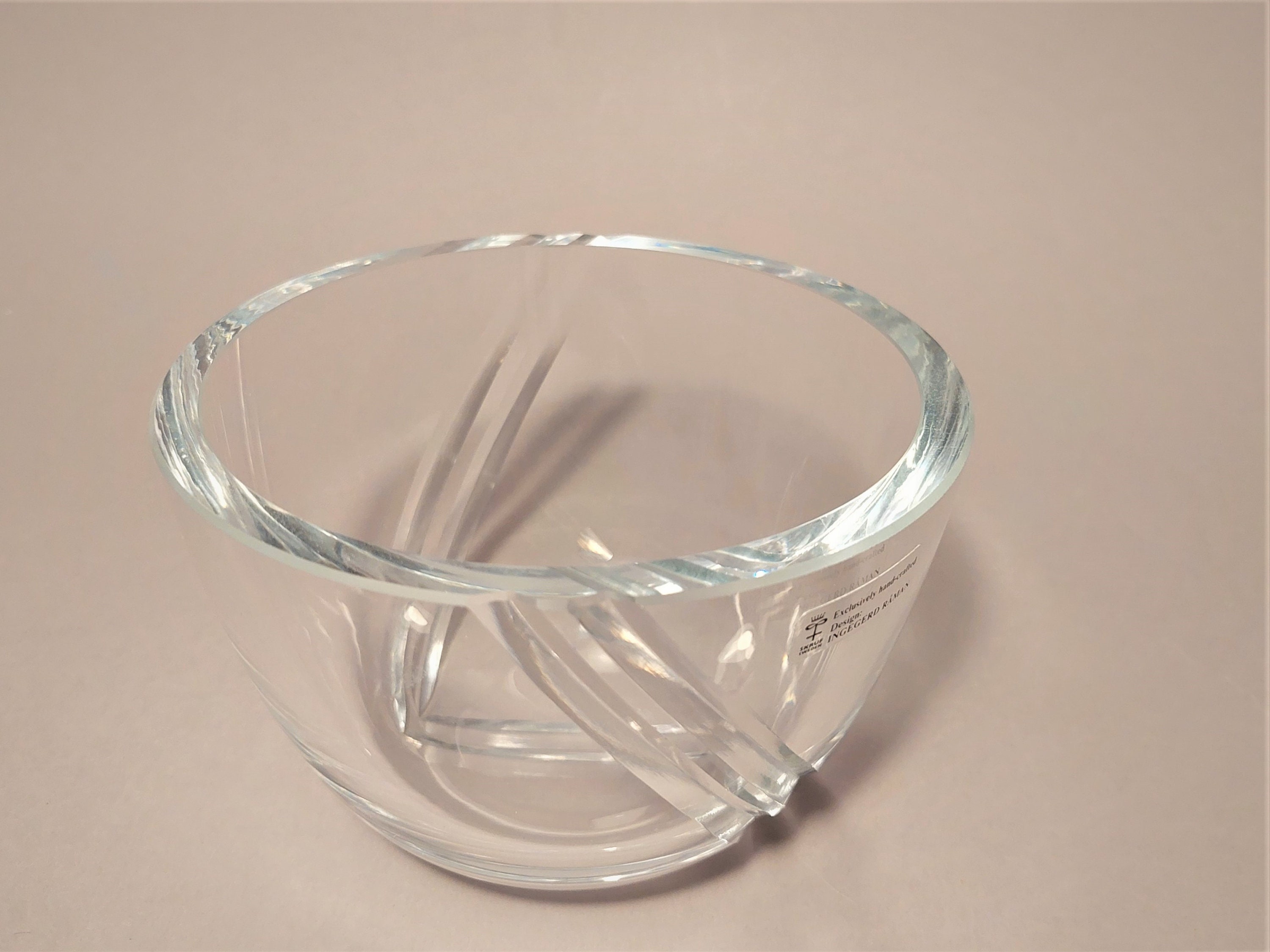 Vintage Skruf Sweden Lead Crystal Bowl, Ingegerd Råman, Candy Vase