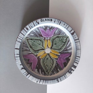 LAHOLM ceramic bowl &#39;&#39;Öland&#39;&#39;; Swedish vintage 60s decorative hand painted bowl in tulips; Dia.5.75&#39;&#39;(14.7cm) x H1&#39;&#39;(2.4cm); Ceramic Ashtray