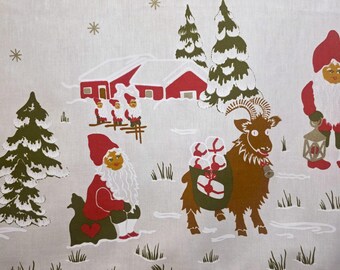 ヴィンテージ スウェーデン製 クリスマス カーテン バランス：ノームと