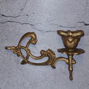 Vintage Ornate Brass Final Ornament for Wall Sconse; Decorative Hardware; Brass Candlestick Decoration Part;Embellishment  Painted Aged Gold