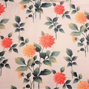 Swedish Vintage Cotton Curtain by Ingela Backman Design&#39;&#39;DAHLIA&#39;&#39;; White Curtain Multicolor Floral Print; Rod Pocket Curtain W56.5&#39;&#39;x H 77&#39;&#39;