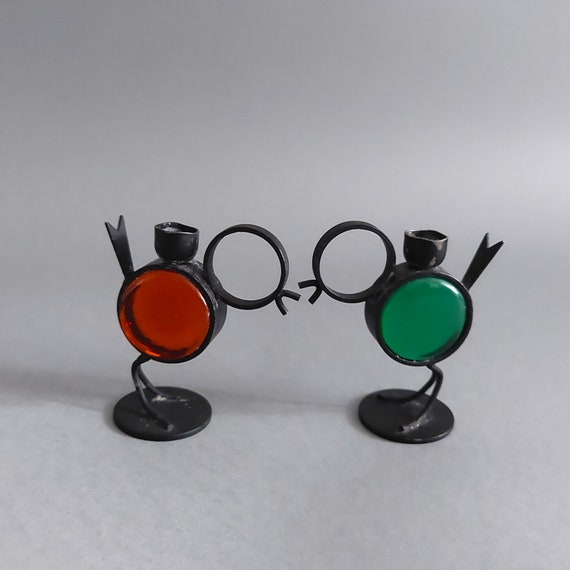 Vintage Gunnar Ander Ystad Metall Bird Candle Holders, Swedish