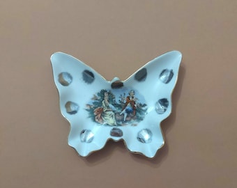 Swedish Porcelain Butterfly Shaped Dish; Vintage trinket dish; Swedish Souvenir; Porcelain Ashtray a form  Butterfly; Wall art; W5'' x H4''