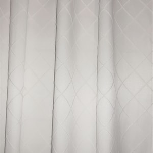 Vintage White Cotton Curtain Diagonal Check; Reversible Cotton Satin Check Curtain; Curtain Ribbon and Rod Pocket Curtain; W51&#39;&#39;x H89&#39;&#39;