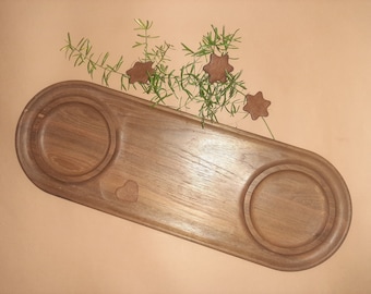 Vintage Wooden Serving Tray; Divided Platter; Handmade Wooden Desk Organizer; Serving Wooden Platter; Breakfast Serving Tray;W7.5''xL21.5''