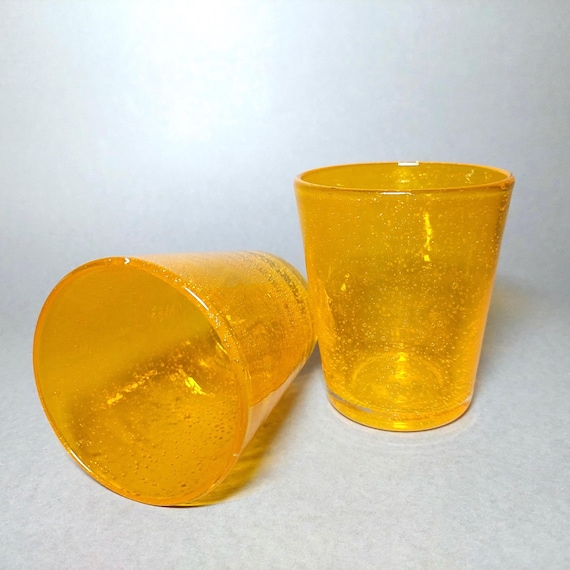 Vintage Orange Glass Glasses: Hand Blown, Controlled Bubble Glass, Set of  2, 260ml; H 3.75 X Dia.3 1/8''; Art Glass; Barware - Etsy