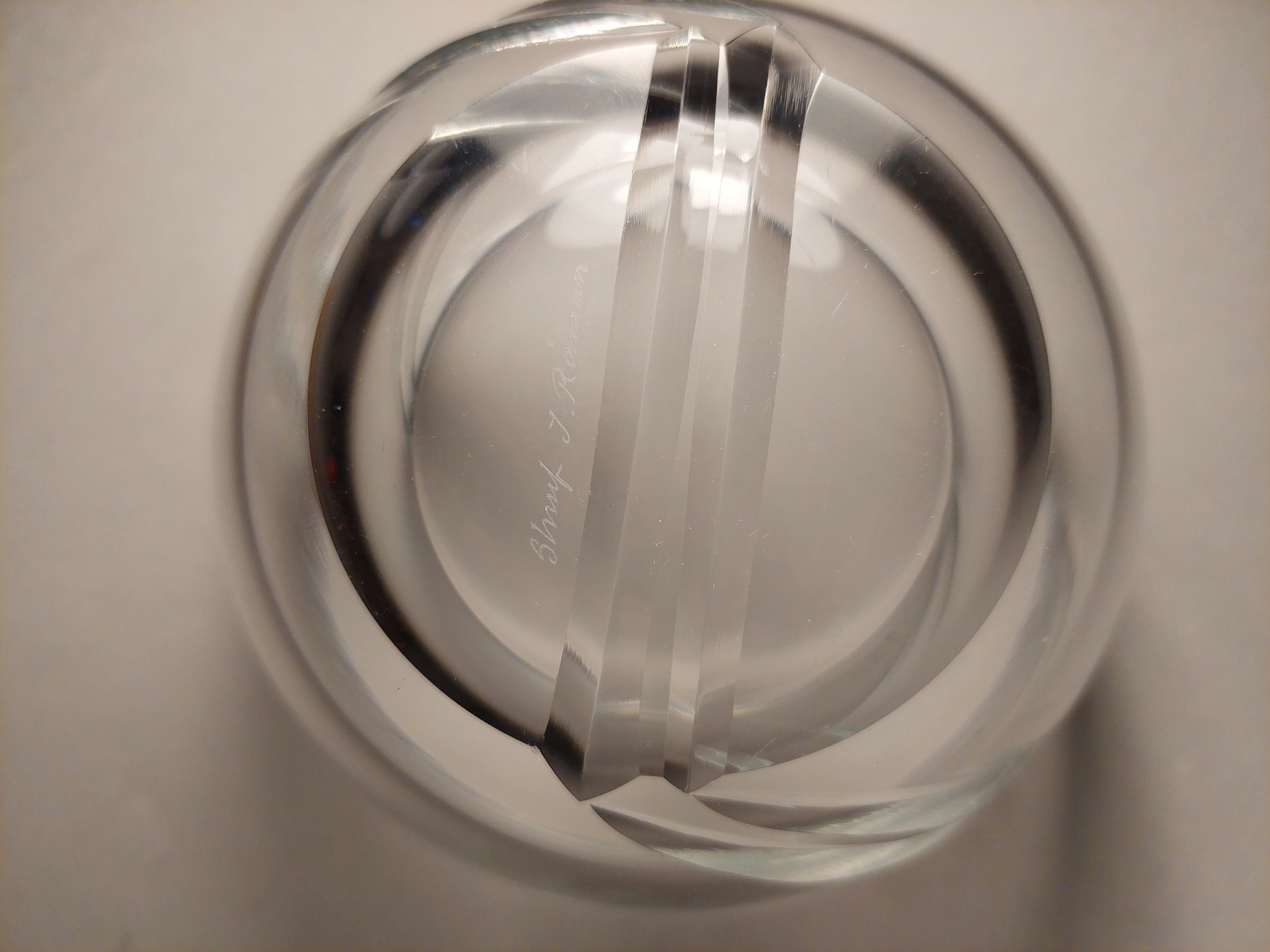 Ingegerd Råman Lead Crystal Bowl, Art Deco Design, Signed Skruf