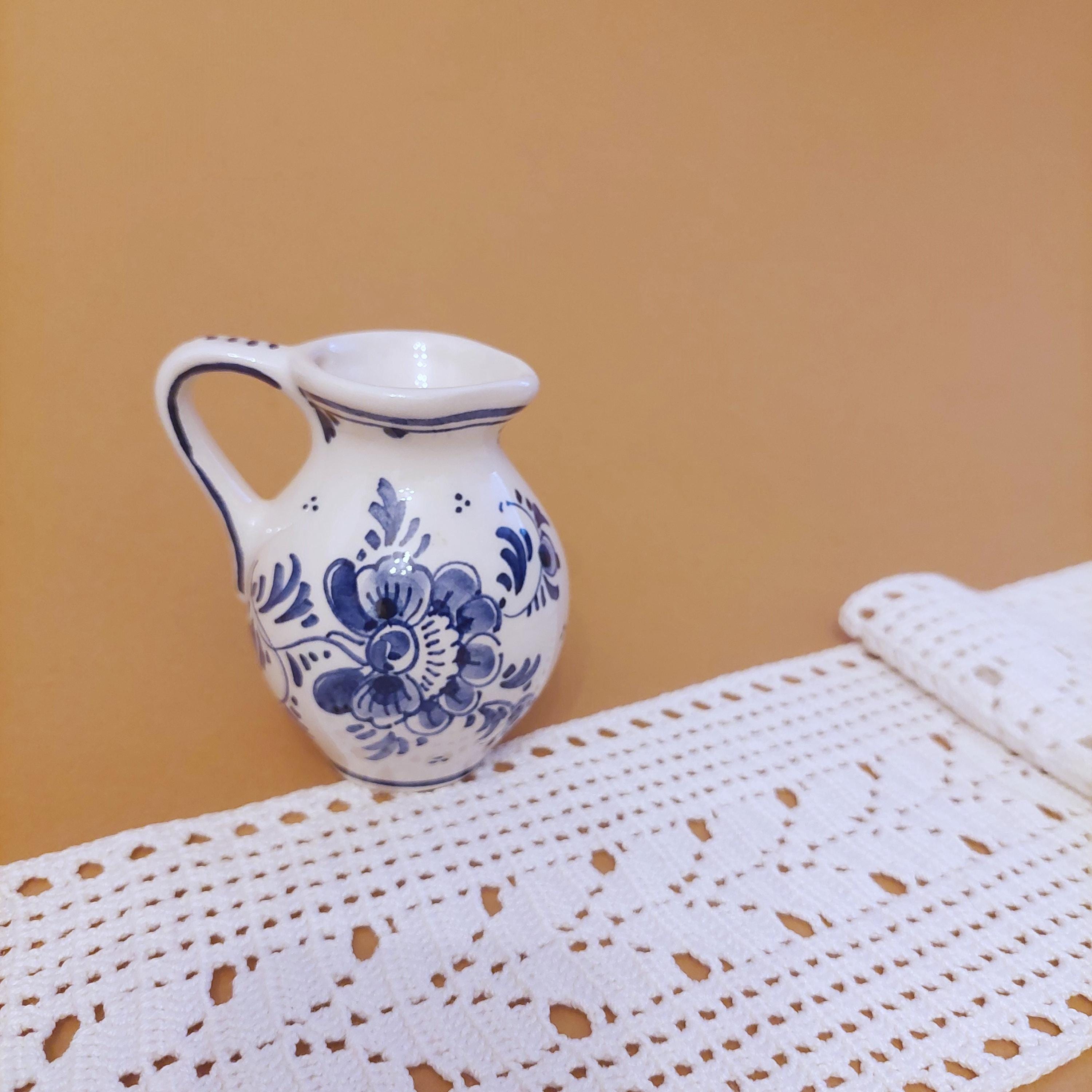Vintage Delfts Blauw Porcelain Small Creamer; Dutch, White/bluejug