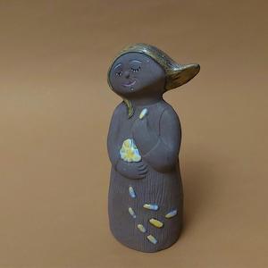 Vintage Mari Simmulson UPSALA-EKEBY Ceramic Girl &#39;&#39;INA&#39;&#39; Figurine Model 43145/747;Sweden Art Pottery; Pottery decorative Girl Figurine; Rare