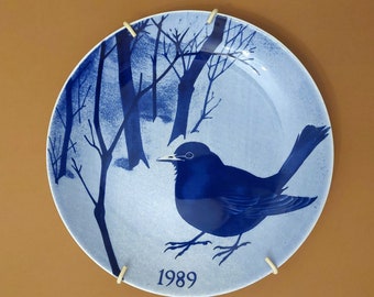 Vintage Gustavsberg, Christmas Wall Plate Collection Jultallrik-1989 PAUL HOFFs Bird Design W8.5''(21.7cm)
