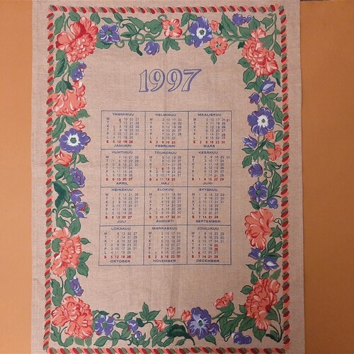 Linen Cotton Calendar Kitchen Towel Tea Towels Etsy