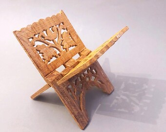 ヴィンテージの手彫り木製折りたたみブックホルダー＆五徳 - Etsy 日本