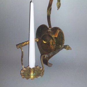 Hammered Brass Candle Sconce by BK.-E. Wallin; Swedish Vintage Wall Hanging Candleholder; Primitive Candelabra;Viking Ship Accessories H13&#39;&#39;