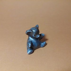 FOLKE JERNBERG Vintage Ceramic Blue Bear Figurine; Collectible Small Bear Figurine; Bear Statue