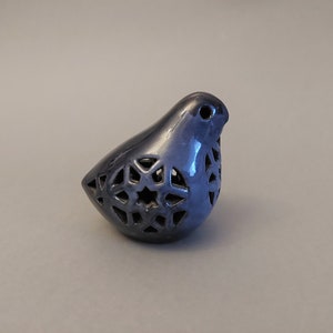 Vintage Ceramic Blue Bird Figurine; Egyptian Handmade Arabesque Bird Figurine Decorative Perforation in the form of an Ornament