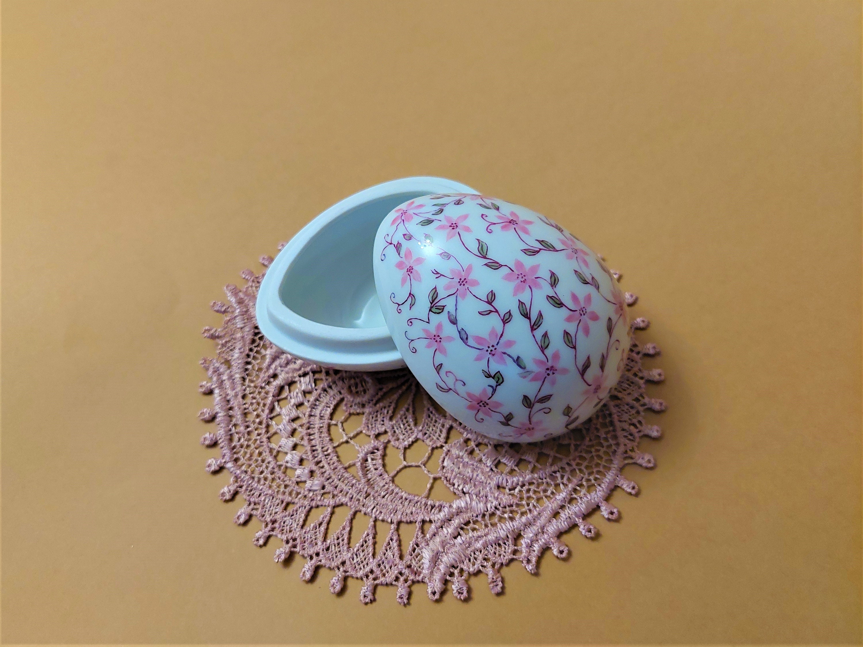 ヴィンテージ ベリフ磁器製卵型小物入れ：花柄陶器装飾 - Etsy 日本