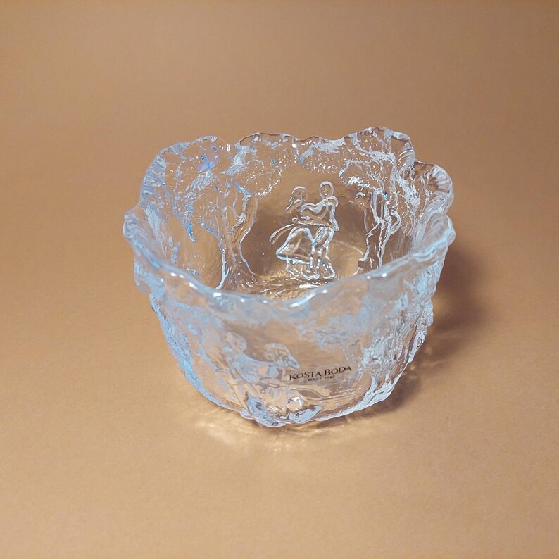 Kosta Boda Rhapsody Art Glass Bowl, Dancing Couple, Design Kjell Engman, Swedish Wedding Decor W4''xH3''(7.7cm x 10cm) image 2