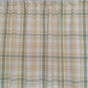 Swedish Vintage Checkered Cotton Curtain by ID: Panel,  Reversible, Kitchen Curtain; H61.5''x W47''