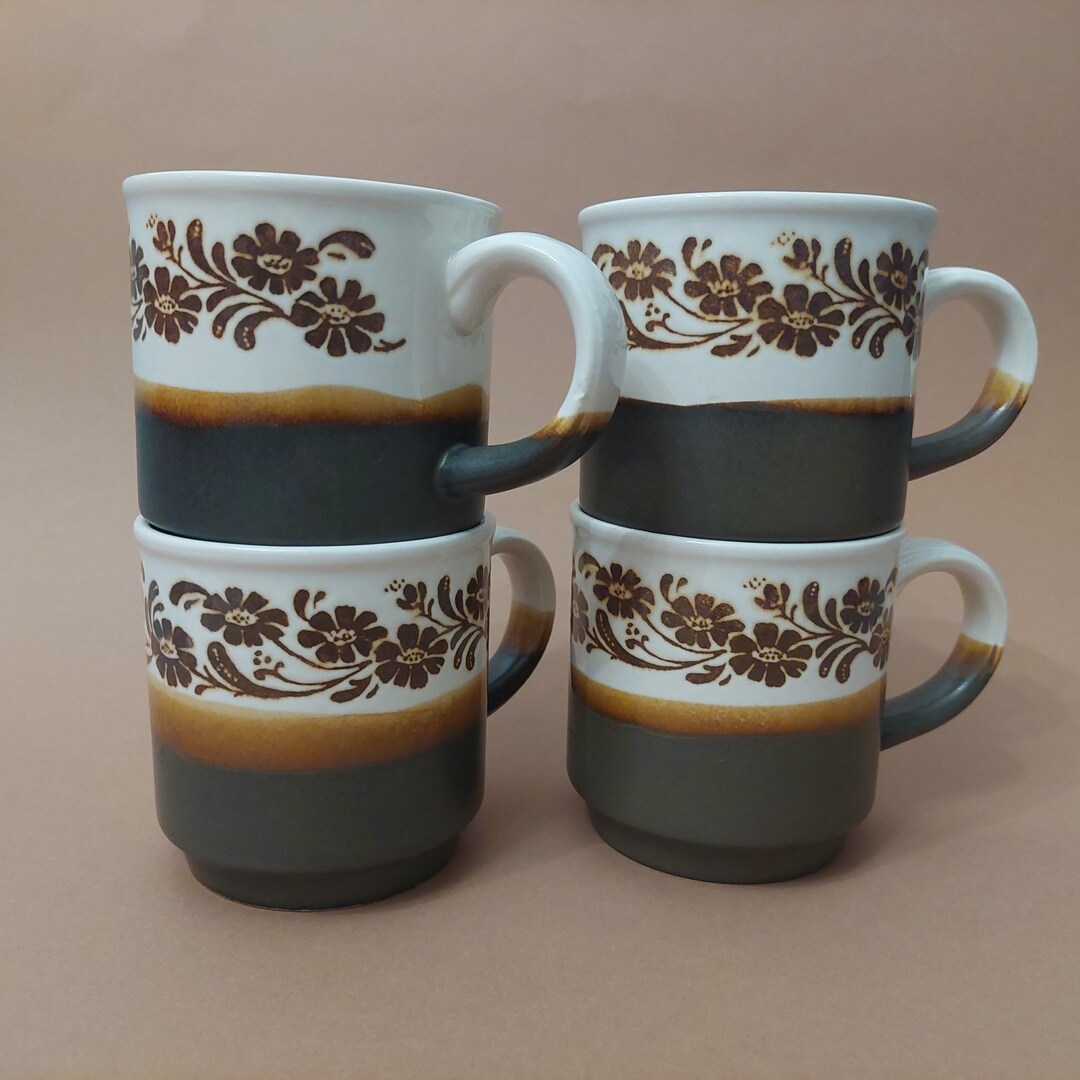 Vintage Bilton's England Ceramic Coffee/tea Mugs 250ml: Set of 4, White ...