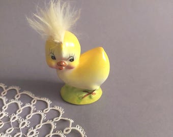Vintage Sweden Ceramic Easter Chicken Figurine, Yellow Chick Decoration