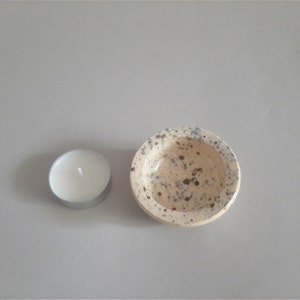Swedish Vintage Tealight Candleholder by Glenn Ceramic; Dia2 2/4''x H1 1/4''(6.5cm x 3.2cm); Handmade Pottery Candle Holder decorated w dots