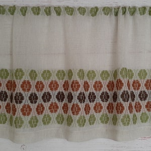 Handwoven Wool Curtain: Off White Color Base, Yarn Mix, Reversible, Horizontal Stripes, Rod Pocket Panel H19''x W52''(49cm x 132cm)