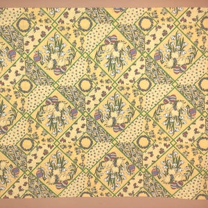 Runner da tavola vintage in cotone, double face, stampa pasquale a scacchi diagonali; reversibile, mai usato; 51 x 141 cm