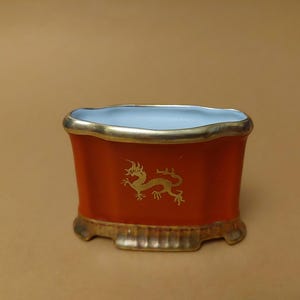 Portasigarette in porcellana Karlskrona Edward Hald vintage svedese; Scatola/contenitore per sigarette in porcellana vintage con bordo dorato; Bocchino