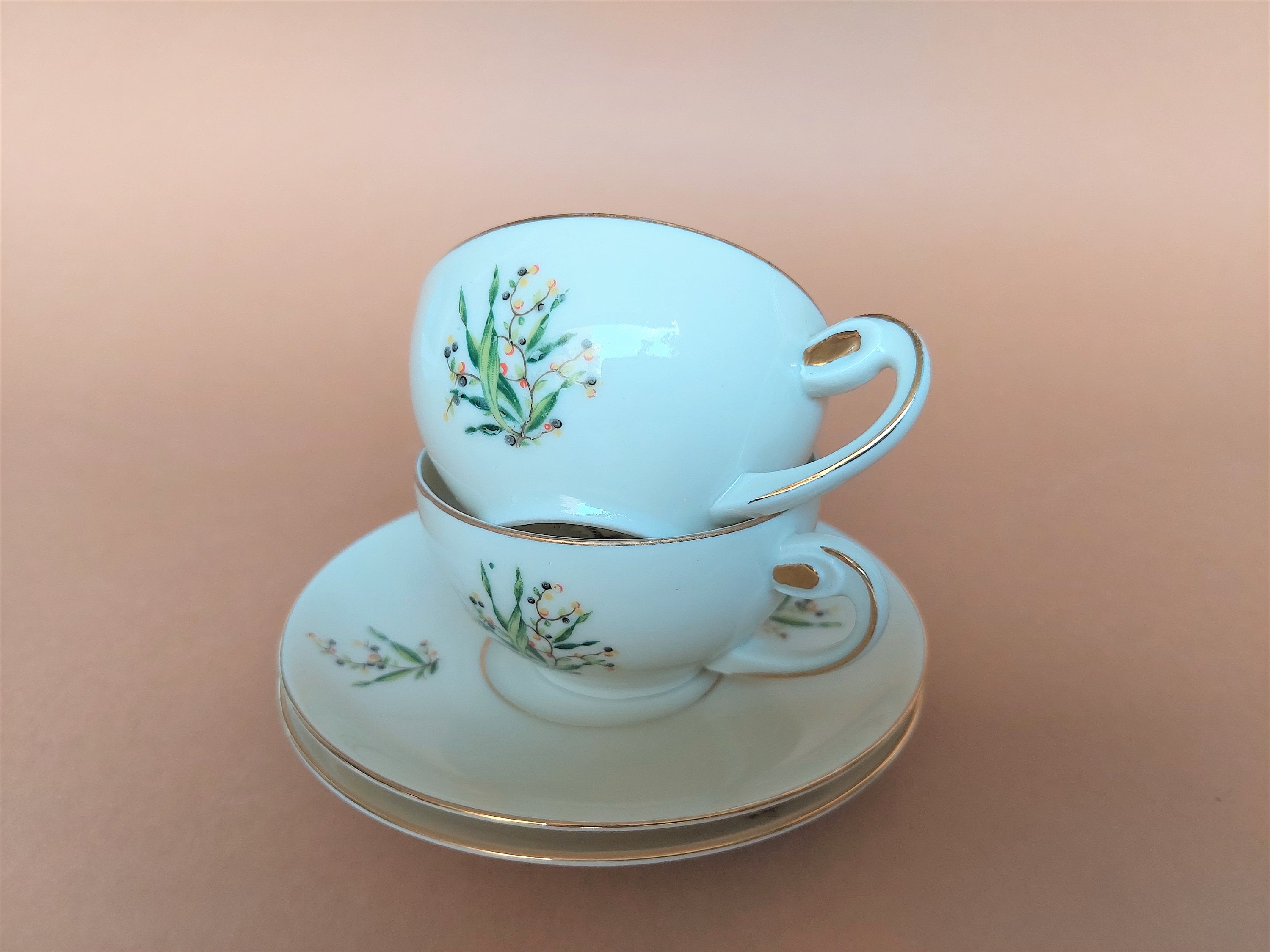 アンティーク雑貨 Miz Vintage MZ Czechoslovakia Porcelain Coffee Cup & Saucer Set