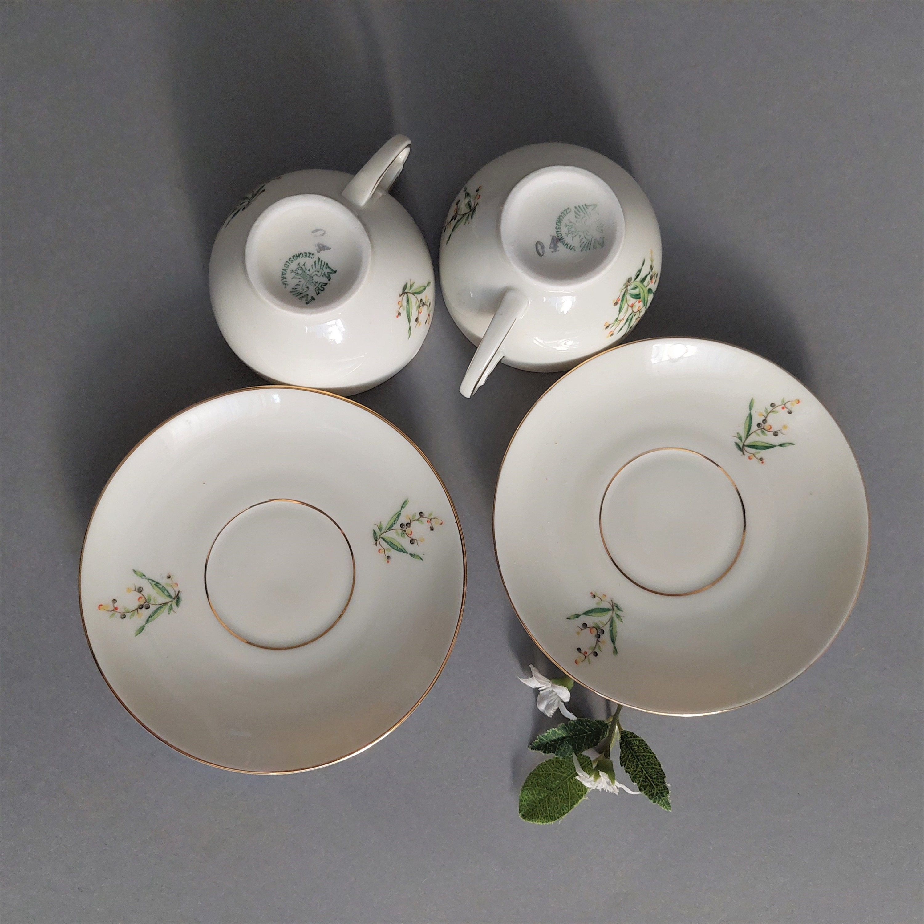 Vintage MZ Czechoslovakia Porcelain Coffee Cup & Saucer Set