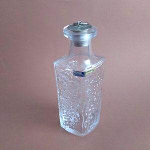 EERO RISLAKKI Nord Crystal Carafe &#39;&#39;LARA&#39;&#39; with metal/cork stopper; Finnish Vintage Lead Crystal 24% Carafe; Crystal Glass Carafe H8.25&#39;&#39;