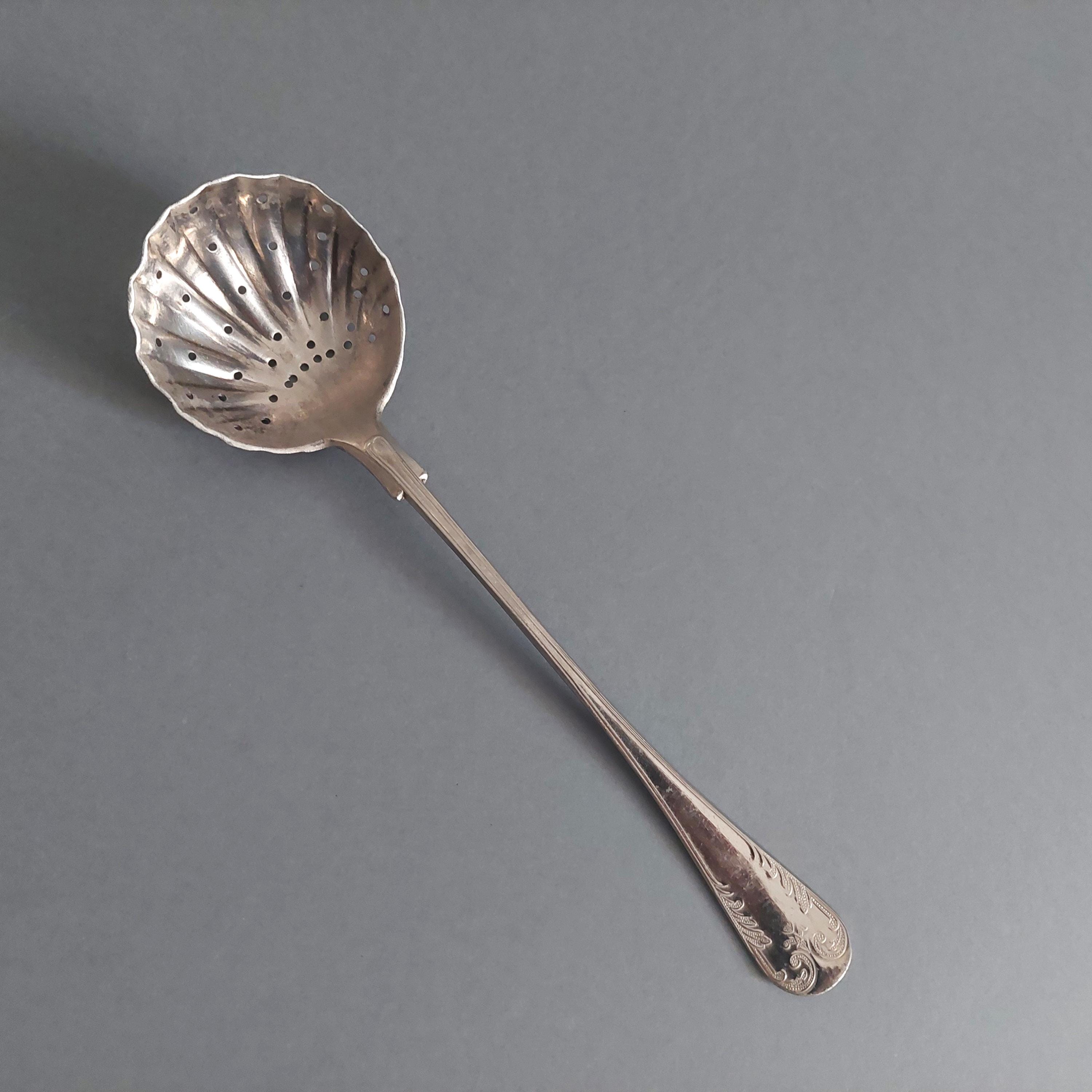 Vintage Floral Metal Sugar Sifter Spoon, Powdered Sugar Strainer