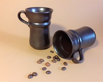Vintage Höganäs Keramik Mugs: Set Swedish Brown Matte Stoneware