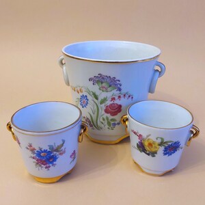 Hackefors Porcelain Flower Pot Set, Multicolor Floral Decor, Swedish Vintage Planters