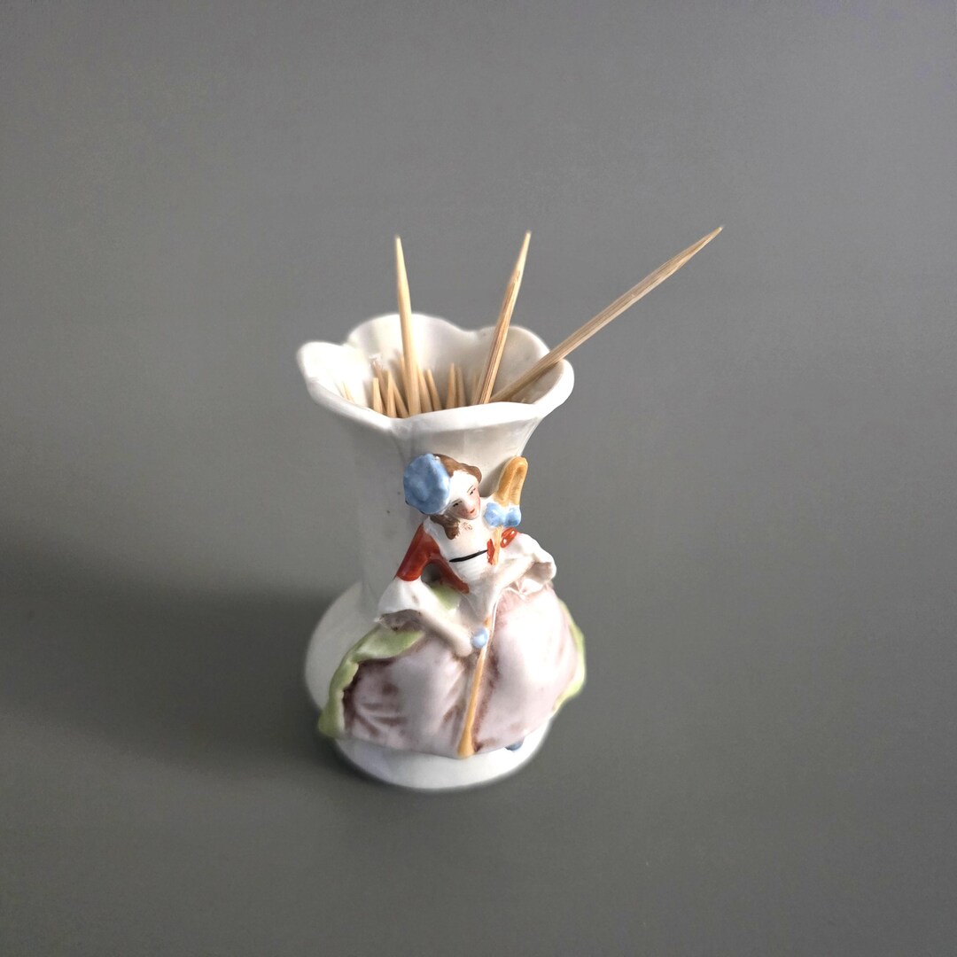 Victorian Toothpick Germany Porcelain Toothpick Holder, Lady Figurine: Vintage, Miniature ...